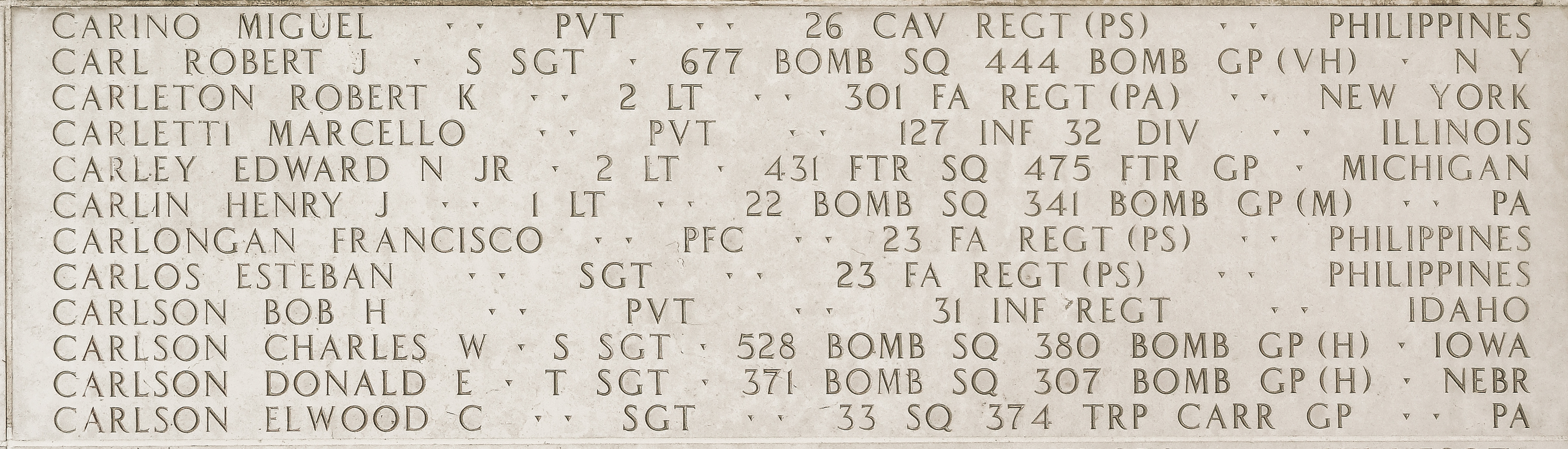 Robert J. Carl, Staff Sergeant